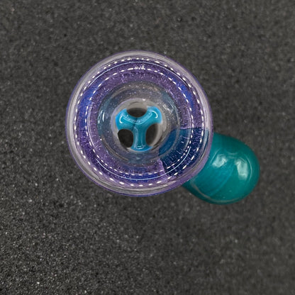 Brian Sheridan - 18mm 3-Hole Glass Bowl Slide - Purple Lollipop / Agua Azul