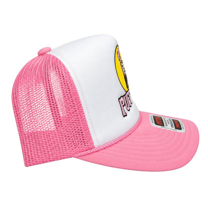 Custom Embroidered Puff-ee’s Puffcon 2025 Snapback Trucker Hat – Pink/White