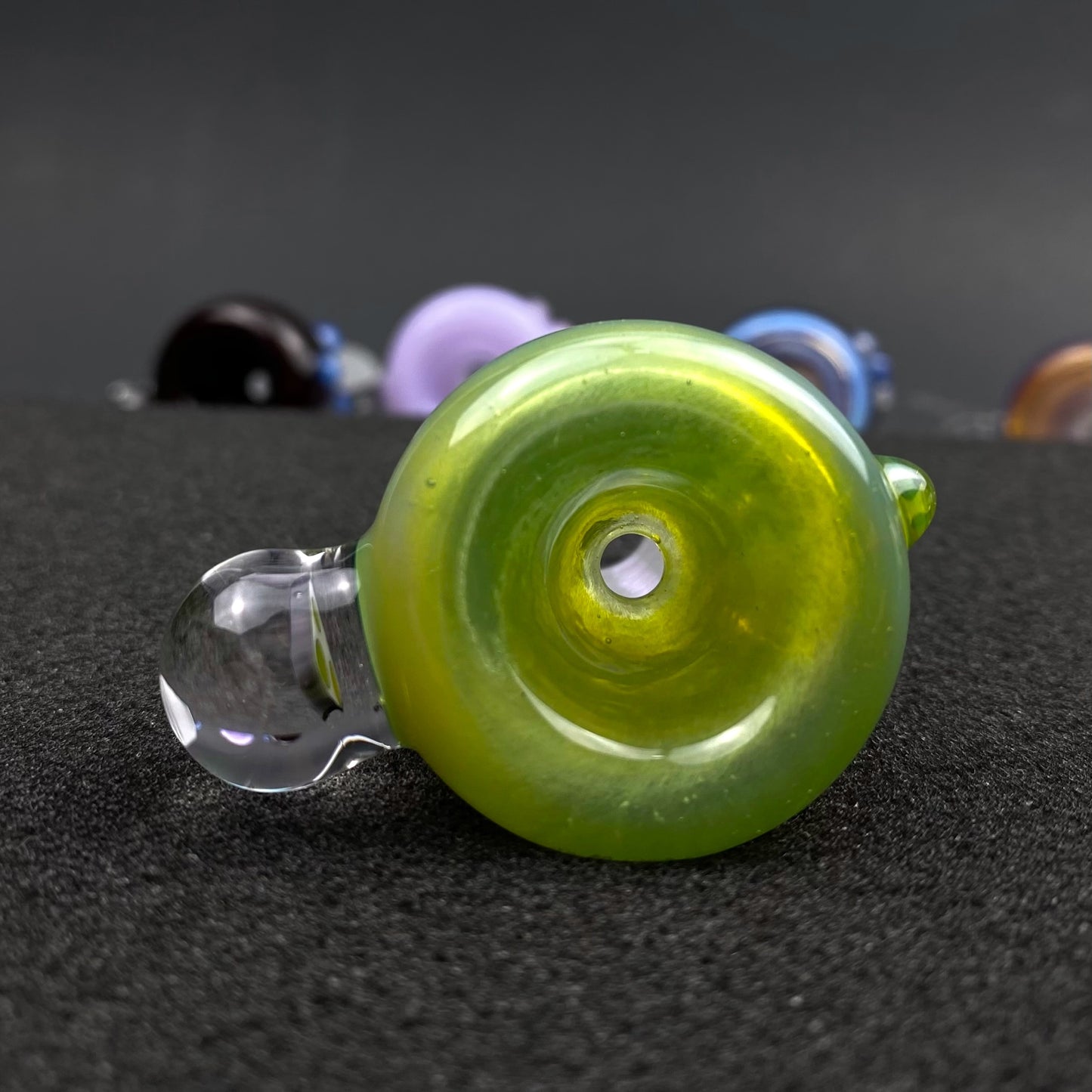 18mm Single Hole Bowl Slide by Keys Glass - Yoshi Egg