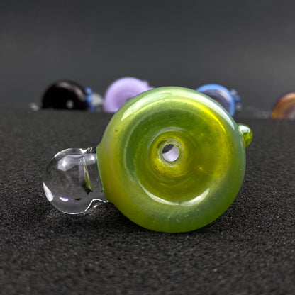 18mm Single Hole Bowl Slide by Keys Glass - Yoshi Egg