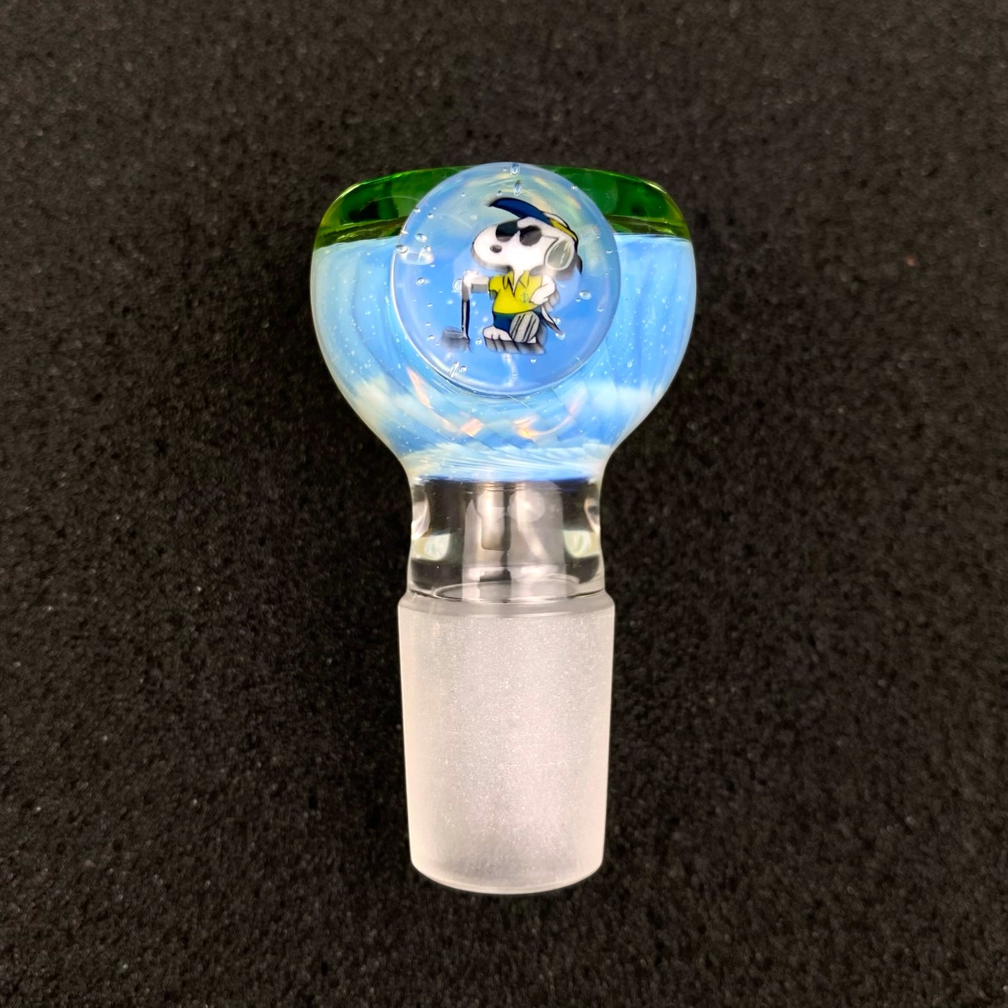 18mm Single Hole Bowl Slide by Keys Glass - Peanuts Snoopy Golf