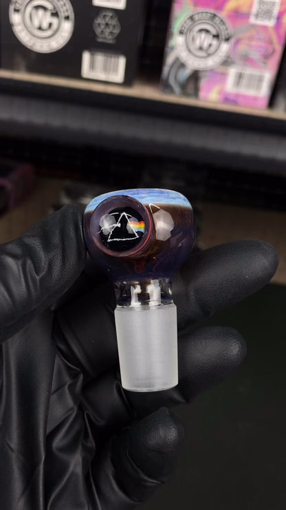 18mm Single Hole Bowl Slide by Keys Glass - Pink Floyd Rainbow Prism