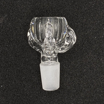 420 Glass - 18mm Single Hole Clear Dragon Claw Glass Bowl Slide