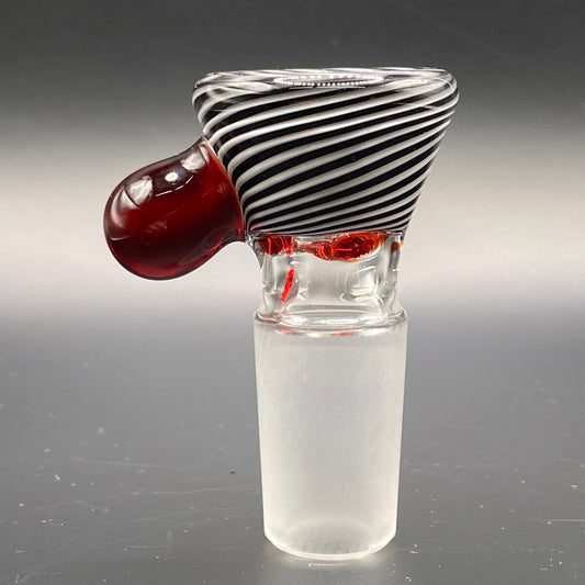 Brian Sheridan - 18mm 3-Hole Glass Bowl Slide - Black/White over Pomegranate