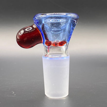 Brian Sheridan - 18mm 3-Hole Glass Bowl Slide - Cobalt / Pomegranate