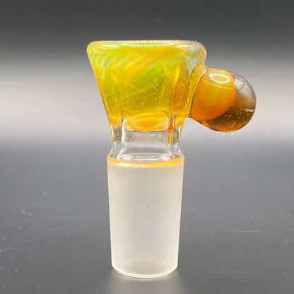 Brian Sheridan - 18mm 3-Hole Glass Bowl Slide - Yellow Elvis